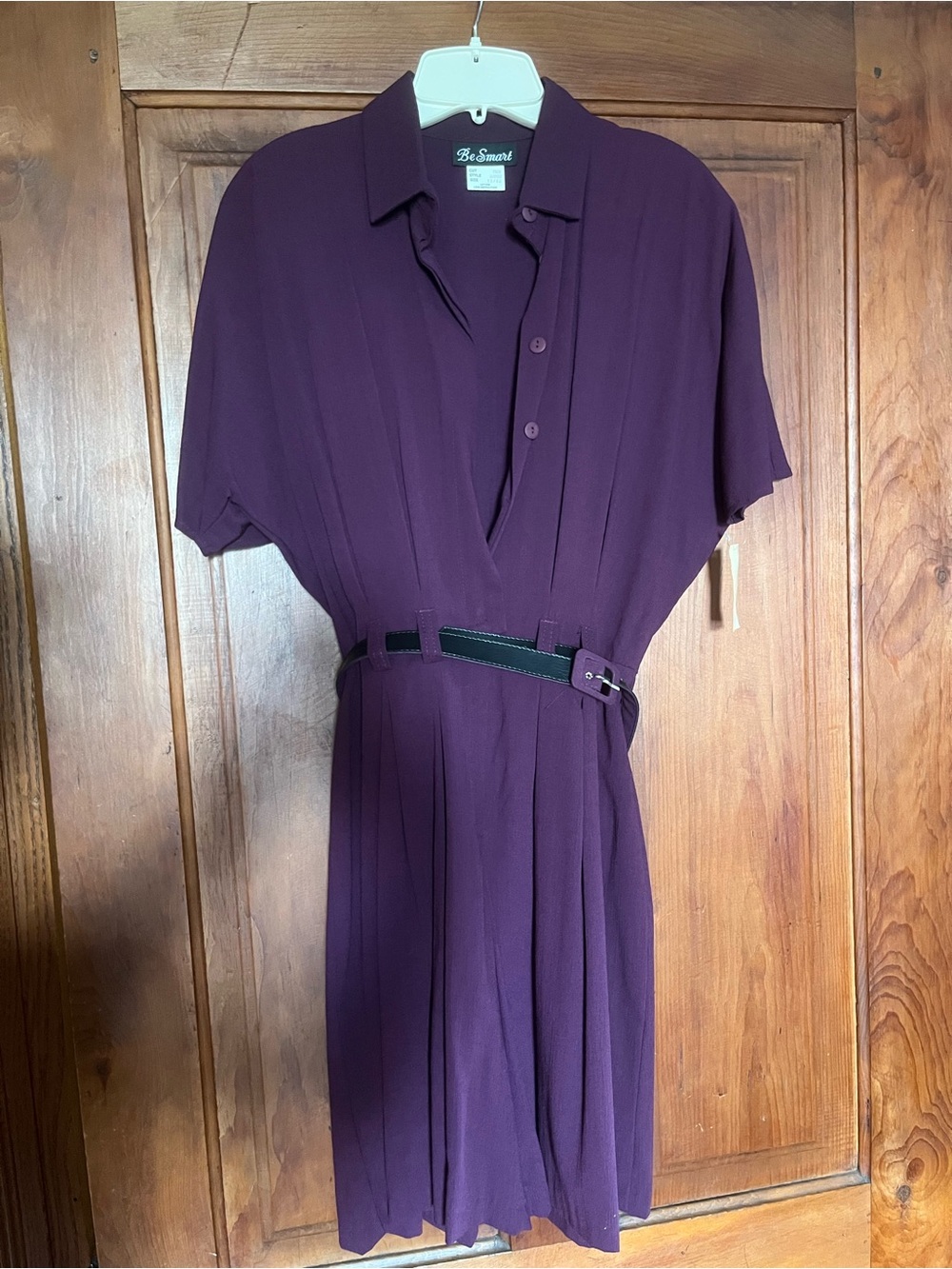 Be Smart Plum Button-Front Shirt Dress with Belt- Vintage Dead stock!!